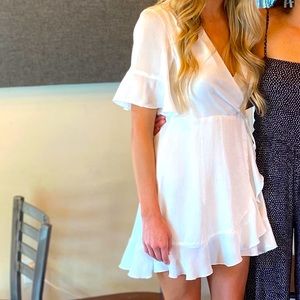 Show Me Your Mumu White Ruffle Wrap Dress